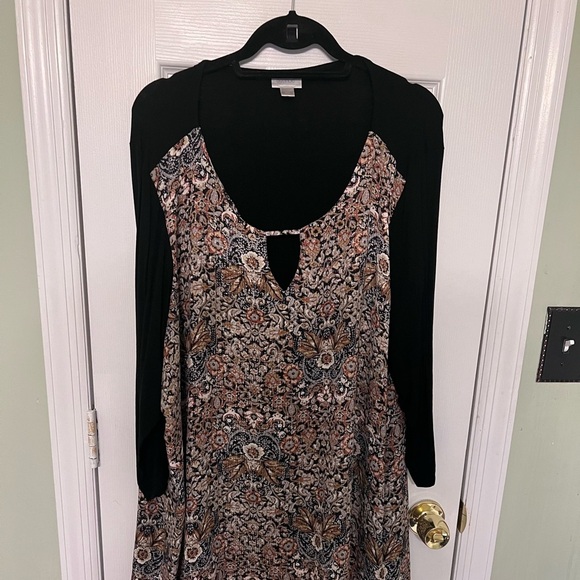 Avenue Tops - Avenue Plus size Black and Multicolor Floral Blouse